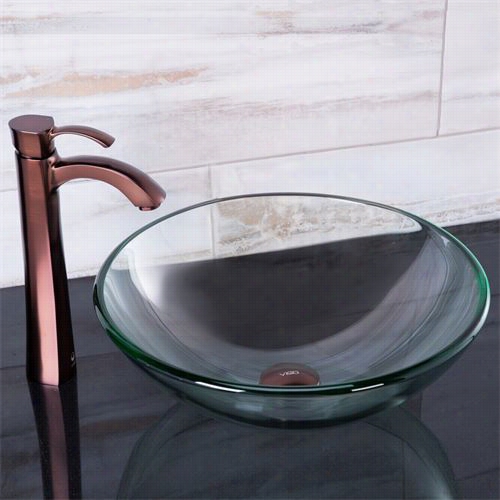 Vigo Gt897 Crystalline Glass Vessel Snik And Otis Vessel Faucet Set In Oil Rubbed Bronze