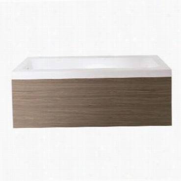 Aquatica Pure-1-wht-loak Freestading Stone Bathtub Upon Light Oak Decorative Wooden Side Panels