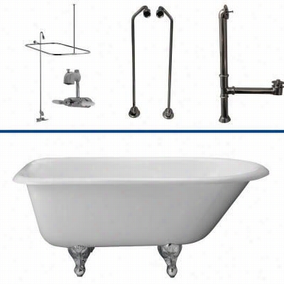 Barclay Tkcr60-cp6 60"&quto; Cast Iron Tub Kit In Chrome With Tub Filler, 56"" Riser, Showerhead And Rectangular Shower Ring