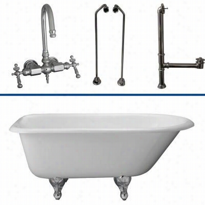 Barclay Tkctr67-cp10 67"& Quot; Cast Iron Tub Kit In Chrome With Graceful Gooseneck Tub Filler