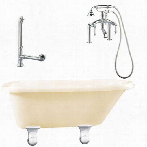 Giagni Lb3-pc-b Brighton 60quot;" Bisque Roll Top Tub With Deck Mount Faucet In Polished Chrome