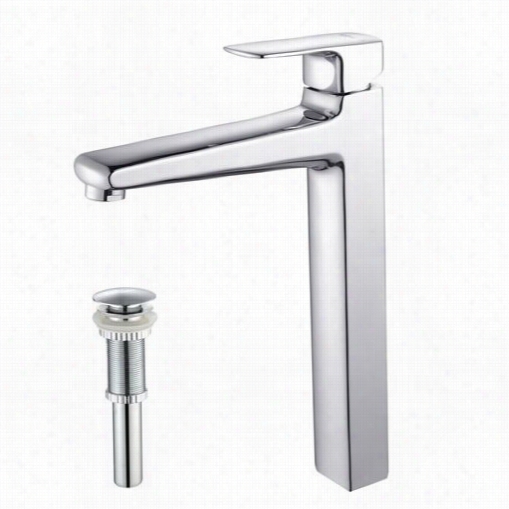 Kraus Kef-15500-pu10ch Virtus Single Lever Vessel Fucet With Pop-up Drrain In Chrome