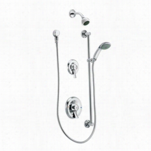 Moen T8342ep 15 Commercial Posi-temp Alienate Shower Only In Chrom E With Shower Head, Metal Hose, Slie Bar, Drop Ell And Han D Shower