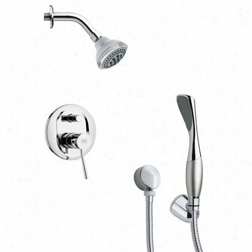Remer By Nameek's Sfh6173 Orsino 3-1/3"" M Odern Round Shower System Ni Chrome With 6-1/9"&suot ;h Diveerter