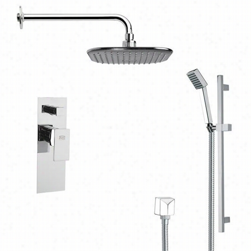 Remer By Nameek's Sfr7034 Rendino Moderns Quarerain Shower Faucet Set In Chrome With 4-4/7"" H Diverter