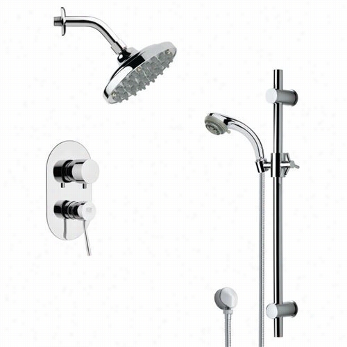 Remer By Nameek's Sfr7178 Rendino Sleek Rain  Shower Faucet Set Iin Chrome With 4-1/3""w Diverter