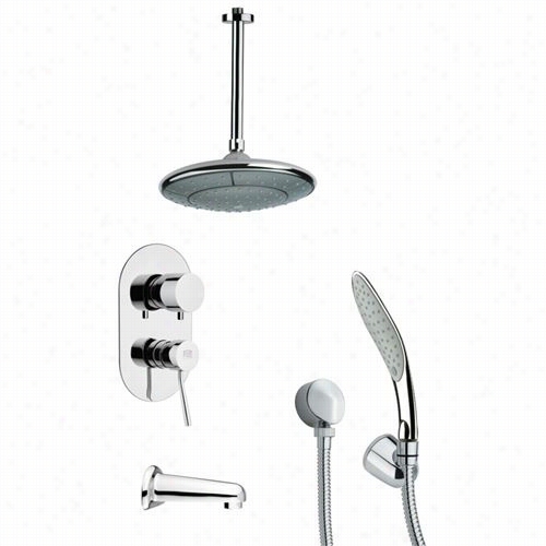 Remer By Nameek's Tsh4006 Tyga Tub And Shower Faucet Set In Chrome With Handheld Shower And 8-2/3""h Diverter