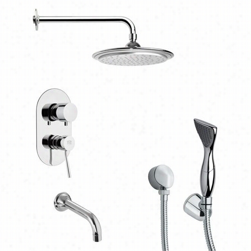 Reemer By Nameek's Tsh4042 Tyga Contemporary Round Tub And Shower Ffaucet In Chrome With Hand Showr