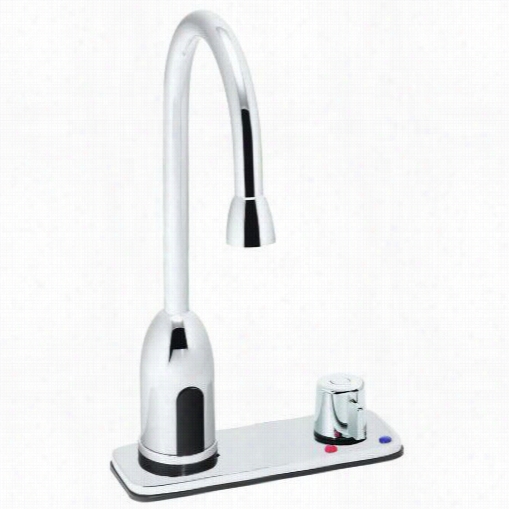 Speakman S-9212-ca Sensorflo Ac Powered Sensor Gooseneck Faucet Wwth 4"" Deck Plate And Above Counter Mechanicaal Mixer