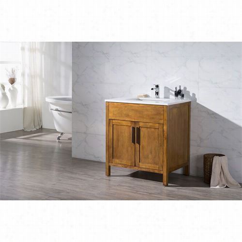 Stufurhome Ty-6343-31-qz Evangeline 31"" Single Sink Bathrooom Vaniy In Medium Wood - Vanity Top Included