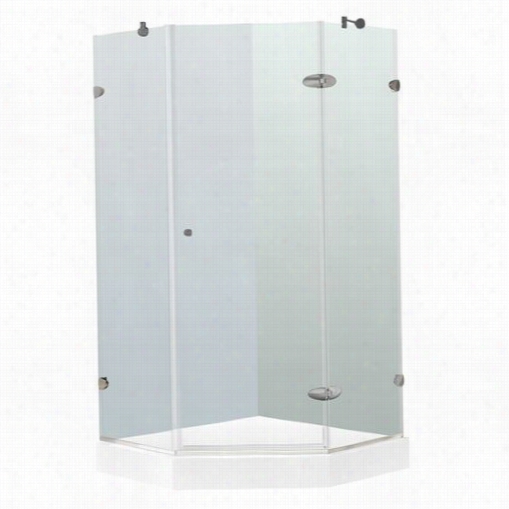 V1go Vg0661bncl36w  36&uqot;" X 36quot;" Frameless Neo Angle 3/88"" Shower Enclosure In Clear/brushed Nickel With White Base