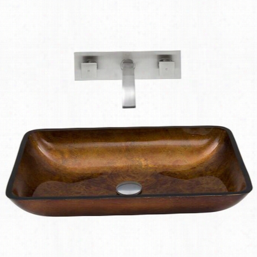 Vig Ovgt30 Rectangular Russet Glass Vessel Sink And Titus Wall Mount Faucet Set