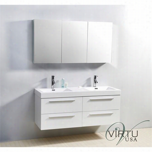 Virtu Usa Jd-50754 Finle Y54&quo;" Double Si Nk Bathroom Vanity - Vanity Top Included