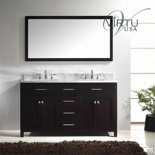 Vitru Usa Md-2060-wmsq Caroline 60"" Double Square Sinks Bathroom Vanity With Italian Carrara Marble  Counterttpo - Vanity Predominate Included