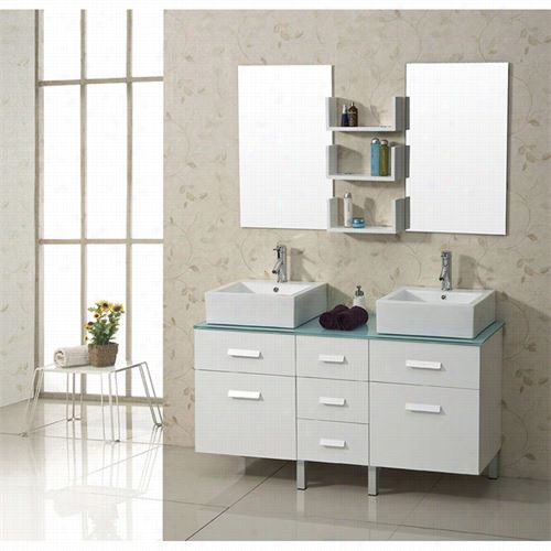 Virtu Usa Um-3063 -g-wh Maybell 56"" Double Sink Bathroom Vanity In White - Vanity Top Included