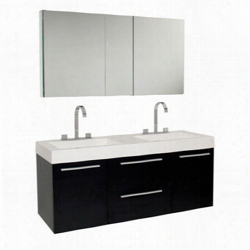 Fresca Fvn8013bw Opuleento Modern Double Sink Bathroom Vanity Wwith Medicine Case In Black - Avnity Top Inlcuded