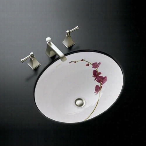 Kohler K-14218-ly Soliloquy Design On Caxton Vitreous China 17&qu T;" X 14"" Undermounto Val Bathroom Sink With Clamp Assembly