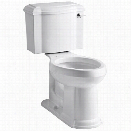 Kohler K-3837-ra Deconshire Vitreous Porcelain 1.28 Gpf Cla Ss Five Siphon Jet Lfush Comfort Height Elongated Two Piece Toilet With 2-1/8"" Glazed Trapway Without Se
