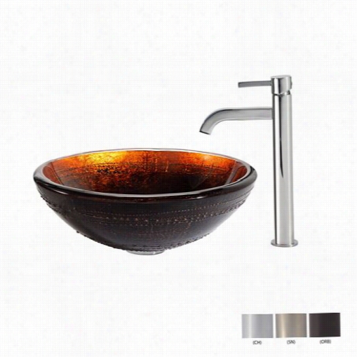 Kraus C-gv-694-19mm-1007 Promethus Glass Vessel  Sink And Ramus Faucet