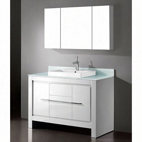 Madeli B999-480-01-gw-gtv2207-48-100-ww Vicenza 48"" Bottom Vanity In Glossy White With 48""w Tempered Glass Winter White Countertop