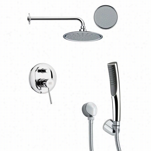 Remdr By Nameek's Sf H6139 Orsino 15-5/9""  Sleek Round Showeer Fauce Tin Chrome With Handheld Shower And 4-4/7""h Diverter