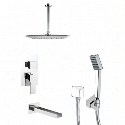 Remer By Nameek's Tsh4021 Tyga Moderj Square Shower System In Chrome With 3quot;&quotw; Handheld Shower