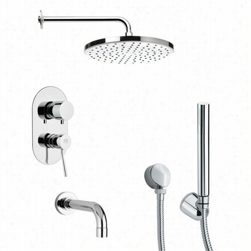 Remer By Nameek's Tsh4046 Tyga Contemporary Tub And Shower Faucet In Chrome  With Hand Shower And 8-1/3""w Tub Spoout