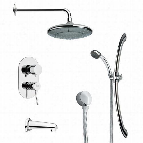 Remer By Nameek's Ts9r033 Galiano Modern Round Tub Adn Rain Sshower Faucet In Chrome With 27-5/9""h Shower Slidebar