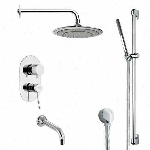 Remer By  Nameek's Tsr9041 Galiano Modern Rainn Shower System In Chrrome With  37""h Shower Slidebar