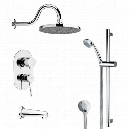 Remer By Nameek's Tsr9080 Galiano Contemporary Tub And Rain Shower Faucet In Chrome With 7""h Handheld Shower