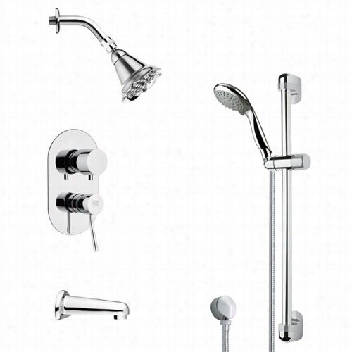 Remer By Nameek's T Sr9184 Galiano Contemporary Round Shower System In Chrome With 4-5/7"&quto;w Handdheld Shower