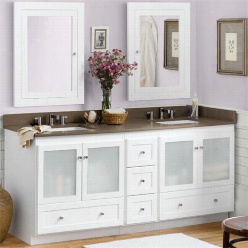 Ronbow 0808300-1 Shaker 30"" Vanity Cabinet With 2 Frosted Glass Odors And Lowest Part Drawer