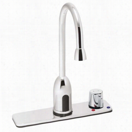 Speakman S-9122-ca  Sensorflo Battery Powered Sensor Gooseneck Faucet With 8"" Deck Plate And Above Counter Mechanical Mixer