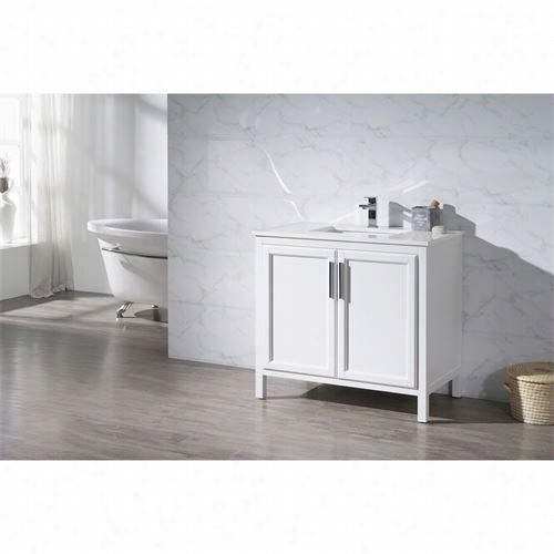 Stufurhome Ty-6262-37-qz Ekily 37"" Single Sink Bathroom Vanity In White - Vanity Top Included