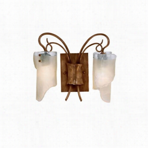 Varluz 126b02ho Soho 2 Light Bathroom Fixture In Hammered Ore With Brown Tint Ice Glass