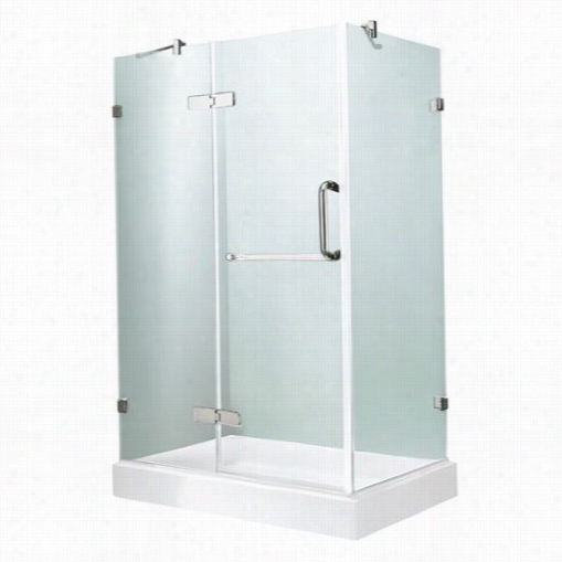 Vigo Vg6011chcl40wl 32"" X 40"" Frameless 3/8"" Shower Enclosure In Clear/chrome With Left Base