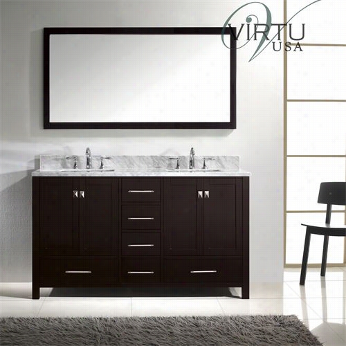 Virtu Usa Gd-50060-wmsq 60"&qhot; Caroline Avenue Double Square Sink Bathroom Vanity With Italian Carrara White Marbl E Countertop - Vanity Top Included