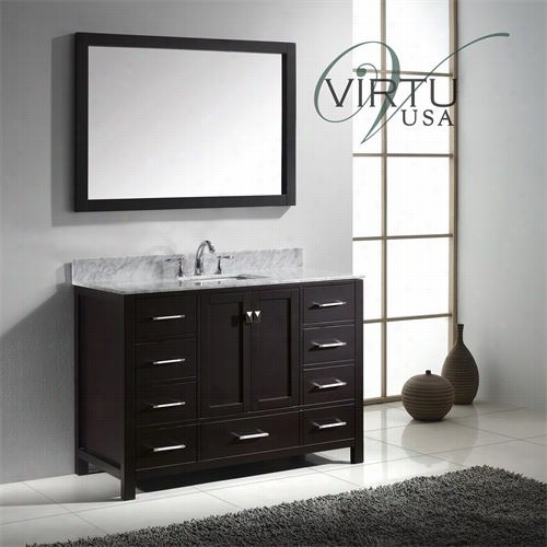 Virtu Usa Gs-50048- Wmsq Caroline Avenue 48"" Single Perpendicular Sink Bathroom Vanity With Italian Carrara White Marble Countertop - Vanity Top Inlcuded