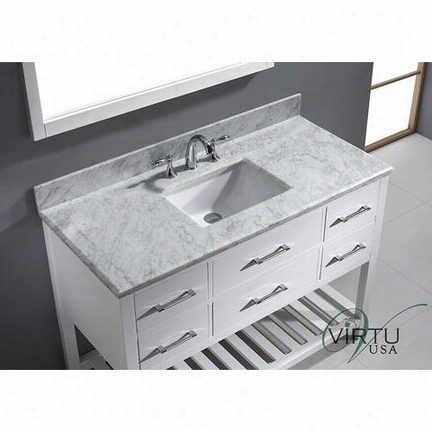 Virtu Usa Ms-2248-wmsq Caroline Estate 48"" Single Square Sink Bathroom Vanity Set With Italian Carrara White Marble Countertop - Vanity Top Icnluded