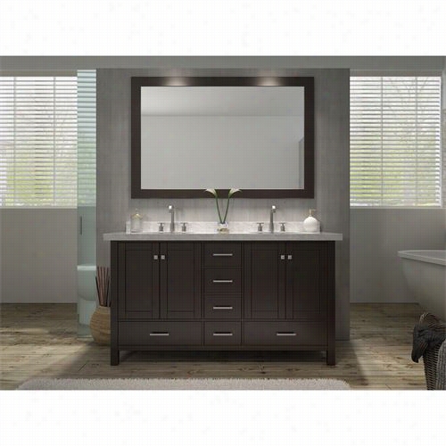 Ariel Bath A0b1dd-esp Ambridge 61&quuot;" Dohble Sink Vanity Set In Espresso - Vanitytop Included