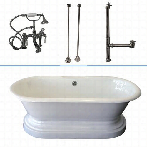 Barclay Tkctdrhb 67"" Cast Iron Increase Twofold Roll Top Bathtub Kit In White With China Lever Manage And Base