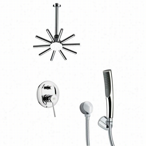 Remer By Nameek's Sfh6089 Orsino 15-1/6"" Sleek Sohwer Faucet Setin Chrome With Hand Shower And 4-4/7""h Diverter