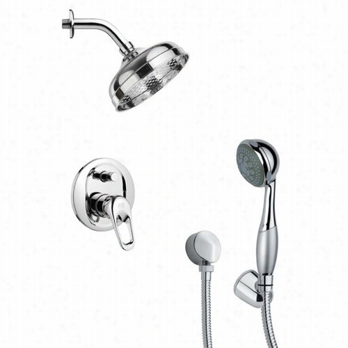 Remer By Nameek's Sfh6188 Orsino 4-5/7"" Contemporarh Shower Faucet Set In Chrome With Hand Shower And 7""h Diverter