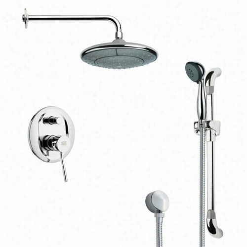 Remer By Nameek's Sfr7030 Rejdino Modern Round Rain Shower Facudt In Chrome With 29-1//8""h  Shower Slidebar