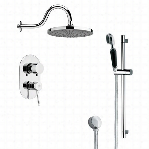 Remer By Nameek's Sfr7081  Rendino Sleek Rain Shower Faucet In  Chrome With Slide Rail And 4-4/7""w Diverter