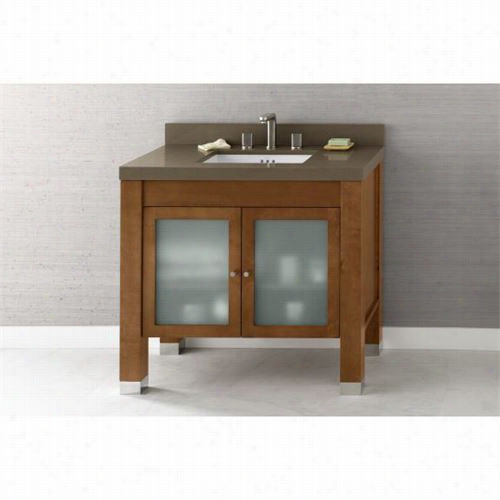 Ronbow 032536-1-f08 Devon 36& Quot;" Wood Vanity Cabinet With Double Frost Glaass Door In Cinnamn