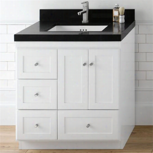 Ronbow  081930-3l Shaker 30"" Vanity Cbainet With 2 Wood Doors ,3 Right Sdie Drawers And Bottom Drawee