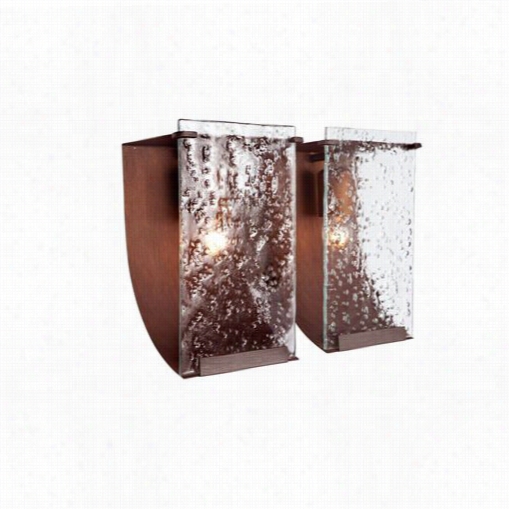Var Aluz 160b02ho Rain 2 Light Bathroom Fixture In  Hammered Ore With Hand-pressed Rain Glass
