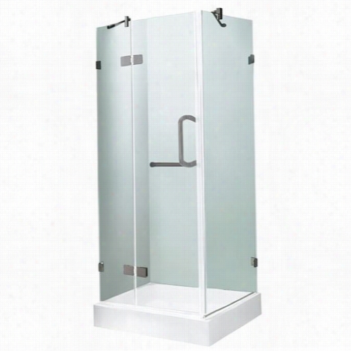 Vigo Vg6011bncl463w 36"" X 36&quuot;" Fra Meless 3/8"" Shower Enclosure In Clear/brushed Nickel With Base