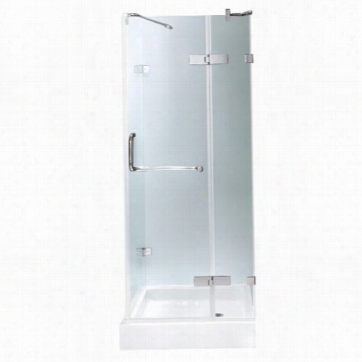 Vigo G60111chcl32w  32"" X 32"" Frameless 3/8"" Shower Enclosure In Clear/chrome With Base